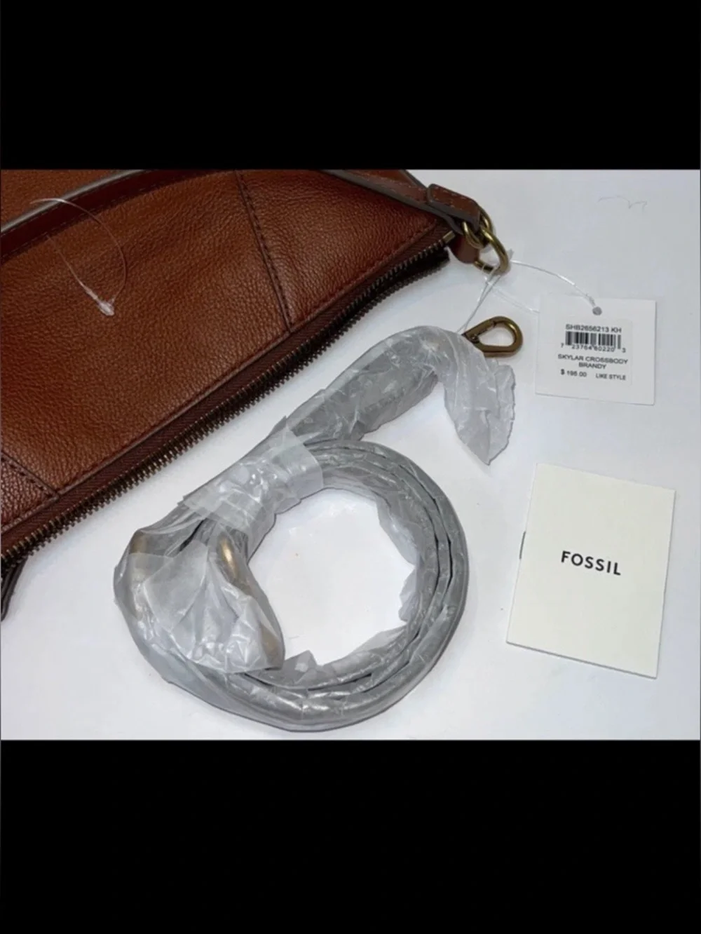 Fossil Skylar Leather Crossbody Purse Brandy Brown Bag Womens NWT Classic Boho - Picture 10 of 17